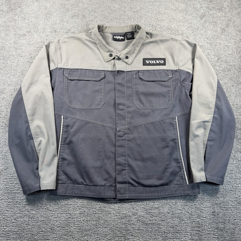 WearGuard Volvo Service Tech Mechanic Jacket Mens L Gray Two Tone Workwear 52011